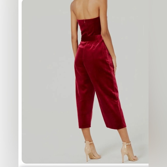 Lucy Paris Womens Strapless Velvet Jumpsuit, Burgundy, xs - Picture 2 of 9